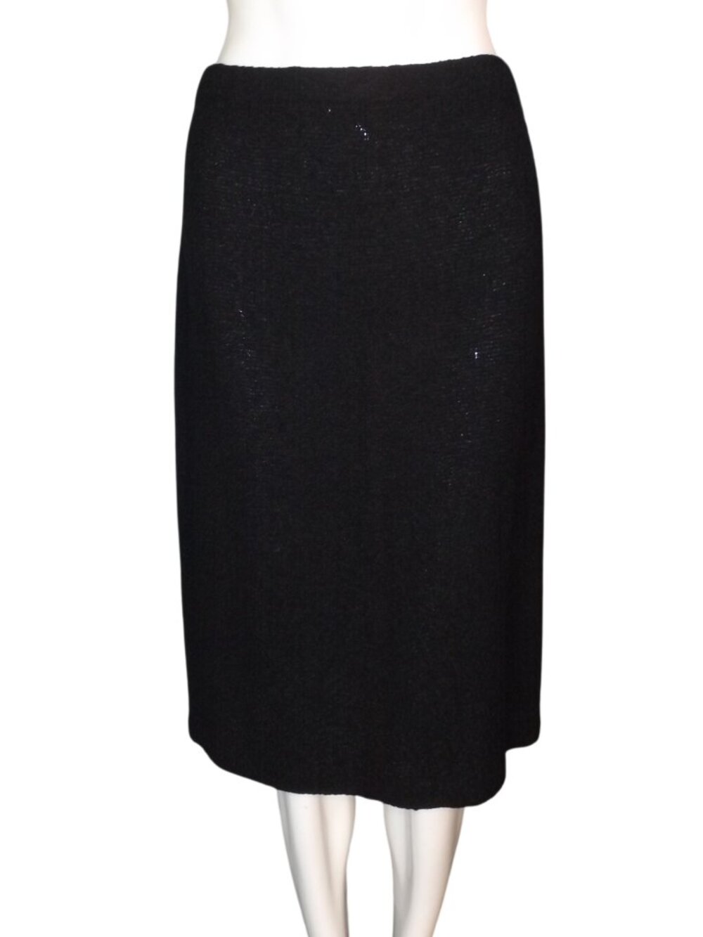 ST. JOHN Evening Skirt, 8, Black, Midi length, Elastic Waist, Back vent